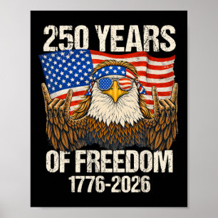 Affiche Aigle du drapeau américain 250 ans de liberté 250e