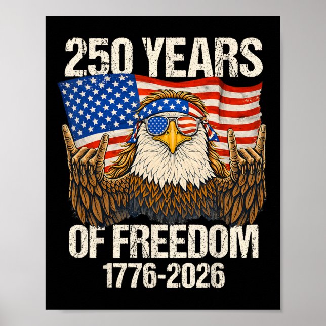 Affiche Aigle du drapeau américain 250 ans de liberté 250e (Devant)