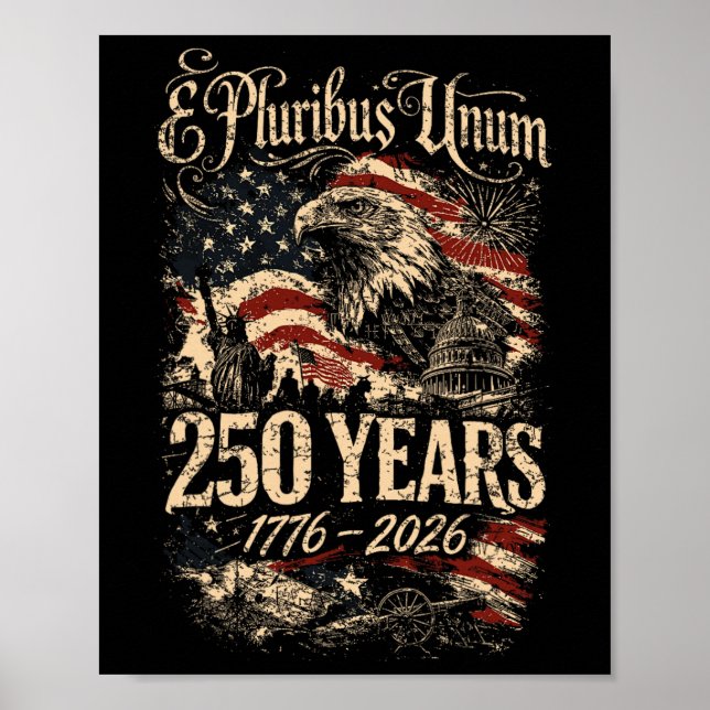 Affiche Aigle E Pluribus Unum 1776 à 2026 250 Ans  (Devant)