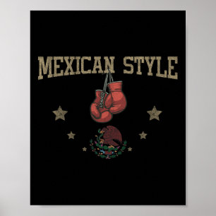 Affiche Aigle En Boxe De Style Mexicain Tenant Un Symbole