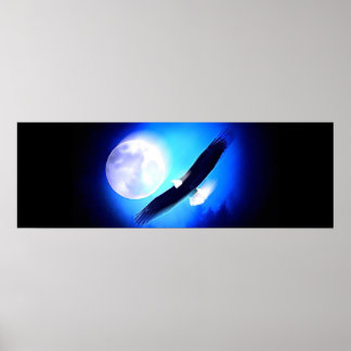 Affiche Aigle en vol et Pleine lune Imprimer l'affiche
