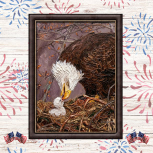 Affiche Aigle et aiglon patriotiques doux Art