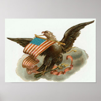 Affiche Aigle et drapeau