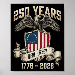 Affiche Aigle et Drapeau 250 Ans 1776-2026 250e Anniversai