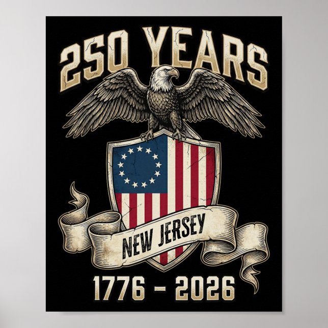 Affiche Aigle et Drapeau 250 Ans 1776-2026 250e Anniversai (Devant)