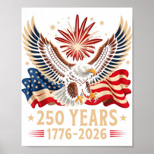 Affiche Aigle Et Drapeau 250 Ans 1776-2026 250e Anniversai