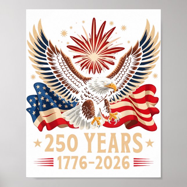Affiche Aigle Et Drapeau 250 Ans 1776-2026 250e Anniversai (Devant)