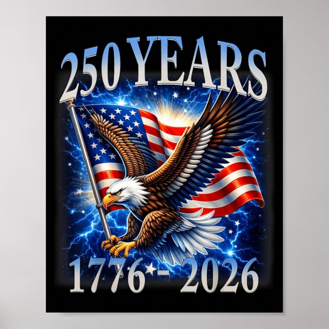Affiche Aigle et Drapeau 250 Ans 1776-2026 250e Anniversai (Devant)