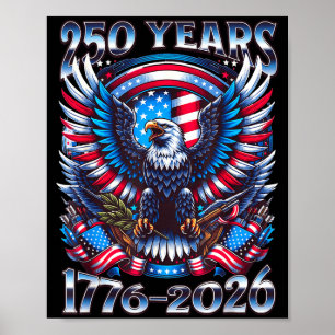 Affiche Aigle et drapeau 250 ans 1776-2026 250e anniversai