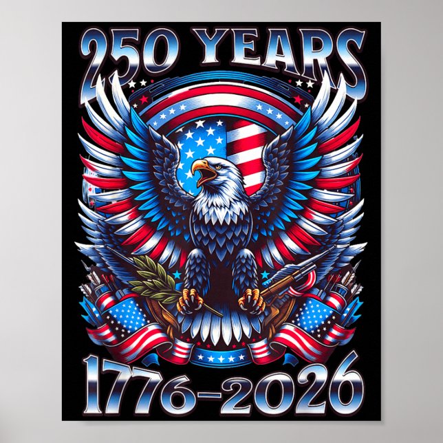 Affiche Aigle et drapeau 250 ans 1776-2026 250e anniversai (Devant)