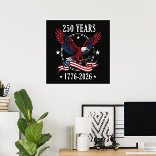 Affiche Aigle Et Drapeau 250 Ans 1776-2026 250ème