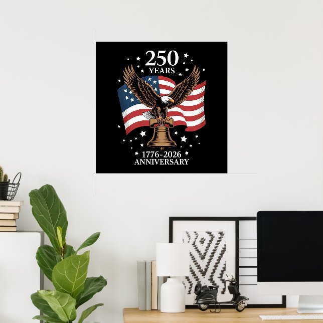 Affiche Aigle et Drapeau 250 Ans d'Amérique 1776-2026 (Bureau à domicile)