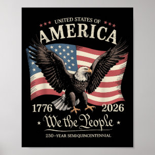 Affiche Aigle et drapeau 250 ans le peuple 1776 250e