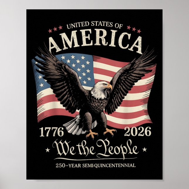 Affiche Aigle et drapeau 250 ans le peuple 1776 250e (Devant)