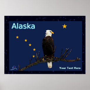 Affiche Aigle Et Drapeau De L'Alaska