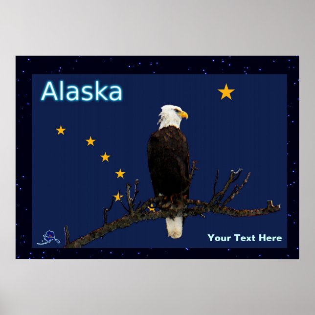 Affiche Aigle Et Drapeau De L'Alaska (Devant)