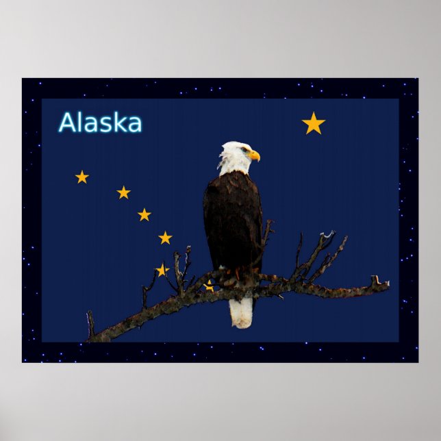 Affiche Aigle Et Drapeau De L'Alaska (Devant)