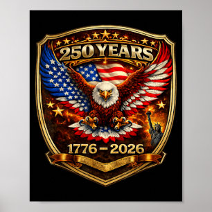 Affiche Aigle et drapeau patriotiques 250 ans 1776-2026 25