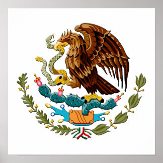 Affiche Aigle et serpent Mexique Emblème pour les Mexicain