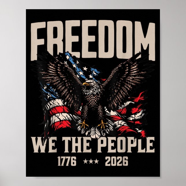 Affiche Aigle Liberté 1776 2026 Drapeau Américain Vintage  (Devant)