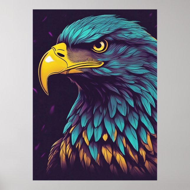 Affiche Aigle Majestic aux couleurs vives (Devant)