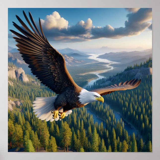Affiche Aigle Majestic Bald en pleine nature sauvage (Devant)