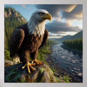 Affiche Aigle Majestic Bald en pleine nature sauvage