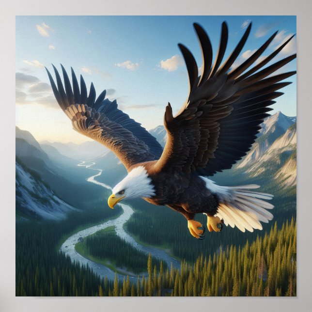 Affiche Aigle Majestic Bald en pleine nature sauvage (Devant)