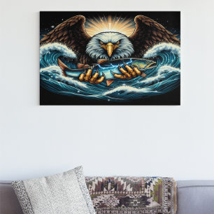 Affiche Aigle Majestueux Capturant Du Poisson Frais