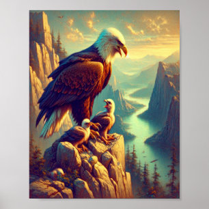 Affiche Aigle Majestueux Capturant Une Truite Du Lac 8"x10