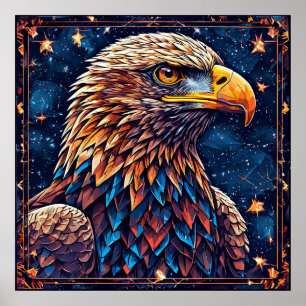 Affiche Aigle Majestueux contre Ciel Étoilé
