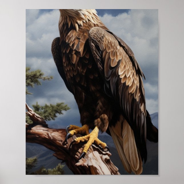 Affiche Aigle majestueux perché sur l'affiche de la branch (Devant)