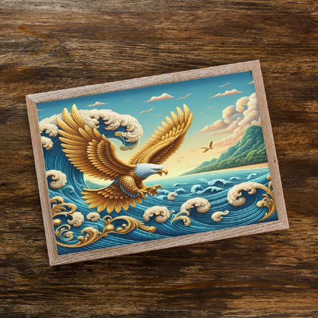 Affiche Aigle Majestueux Volant Au-Dessus D'Une Vague Libe (Créateur téléchargé)