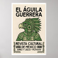 Affiche Aigle Mexicain Motif Guerrier Aztèque