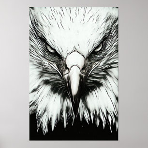 Affiche Aigle Noir et Blanc Tendance