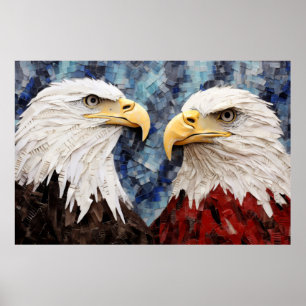 Affiche Aigle Oiseau Art Décor Peinture Mosaïque