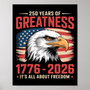 Affiche Aigle Patriotique 250 Ans Drapeau Américain 250e A