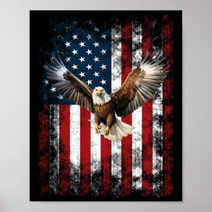Affiche Aigle Patriotique 4 Juillet Drapeau Américain USA