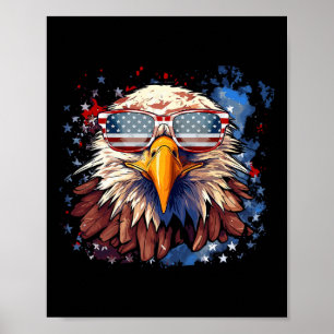 Affiche Aigle Patriotique 4 Juillet Drapeau États-Unis Ind