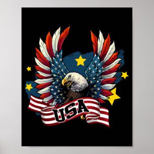 Affiche Aigle patriotique 4 juillet États-Unis Drapeau amé
