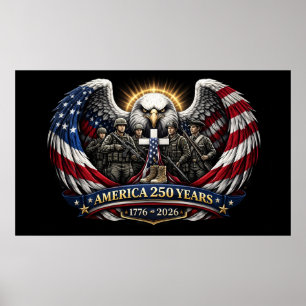 Affiche Aigle patriotique America 250 et Hommage militaire