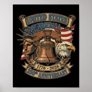 Affiche Aigle patriotique américain 250 ans 4 juillet enfa