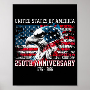 Affiche Aigle Patriotique Drapeau Américain 250e Anniversa