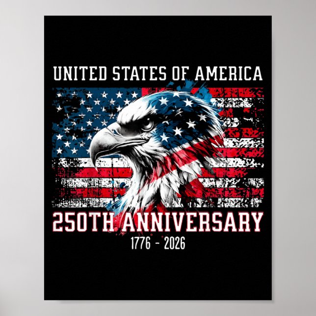 Affiche Aigle Patriotique Drapeau Américain 250e Anniversa (Devant)