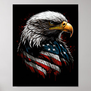 Affiche Aigle Patriotique Drapeau Américain États-Unis 4 J