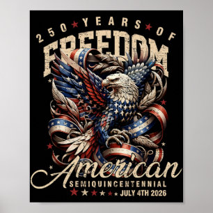 Affiche Aigle Patriotique Et Drapeau 250 Ans 1776-2026 _1