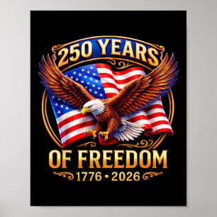 Affiche Aigle Patriotique Et Drapeau 250 Ans 1776-2026 4 J