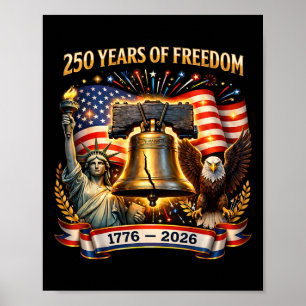 Affiche Aigle Patriotique Et Drapeau 250 Ans 1776-2026 4èm