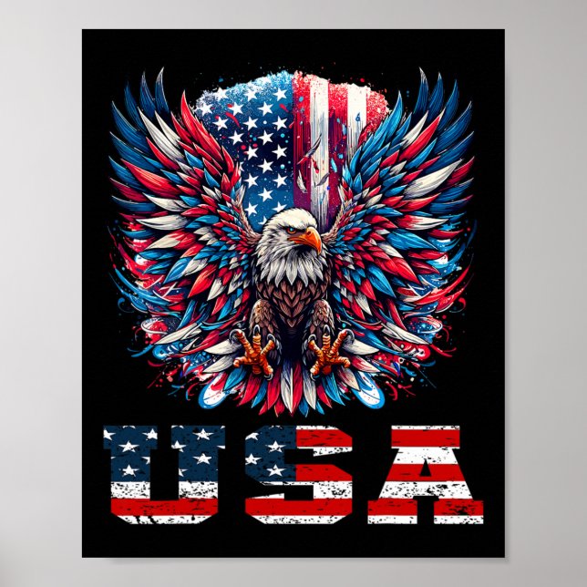 Affiche Aigle Patriotique Graphisme de Drapeau Usa  (Devant)