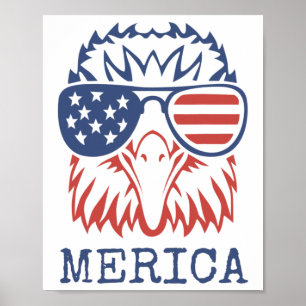 Affiche Aigle patriotique Merica 4 juillet Drapeau américa